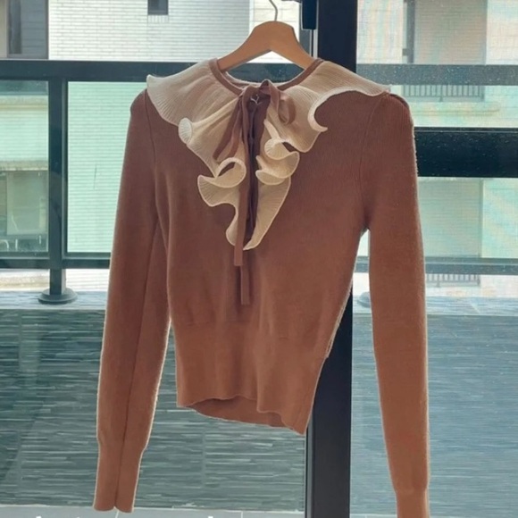 Zara light brown combination ruffled sweater - Picture 5 of 5